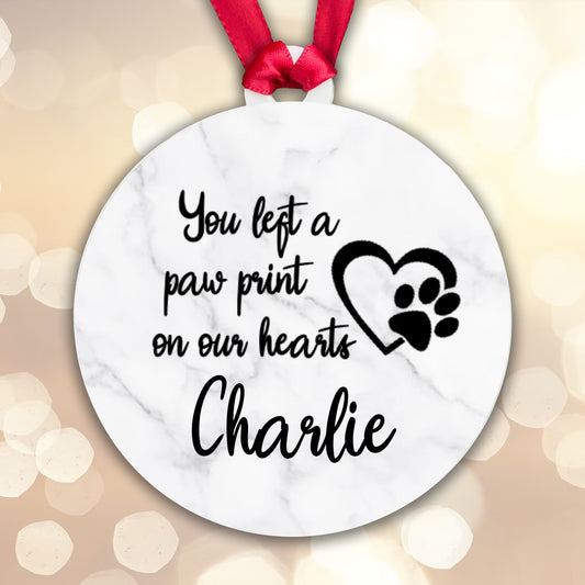 Personalised Acrylic Sublimation Bauble - You left a Paw Print... Add any Name