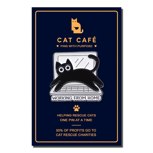 Working From Home Cat Pin Badge