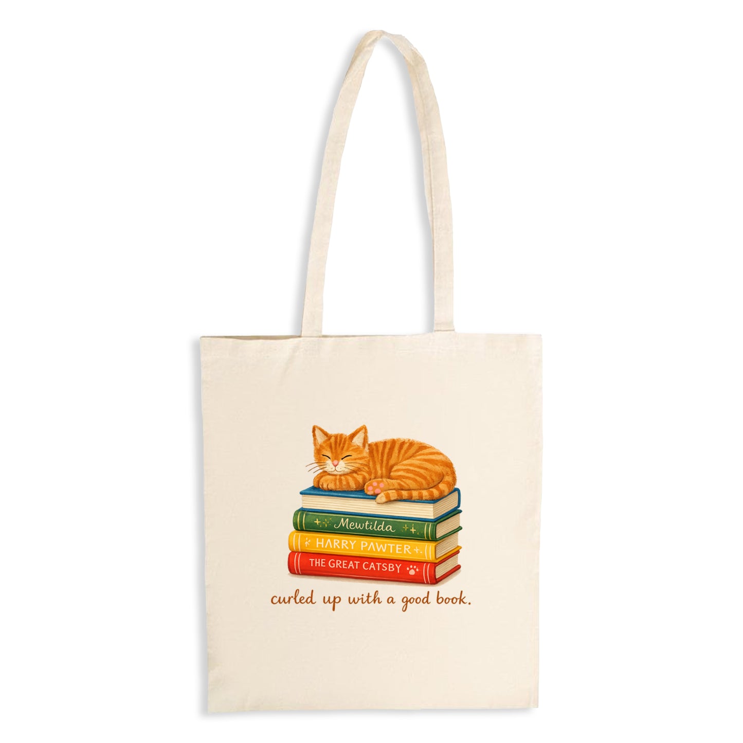 Curled up with a Good Book - Natural Tote Bag