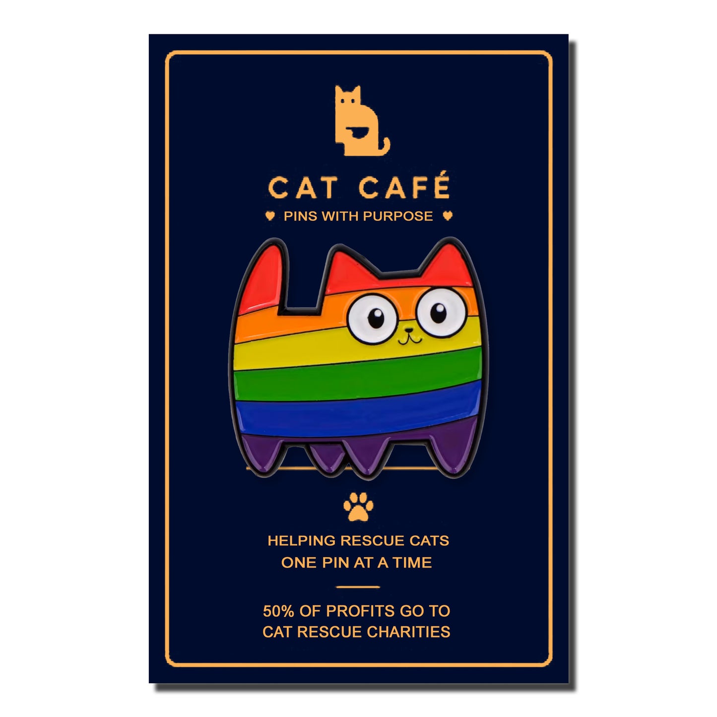 Rainbow LGBTQI+ Pride Cat Pin Badge
