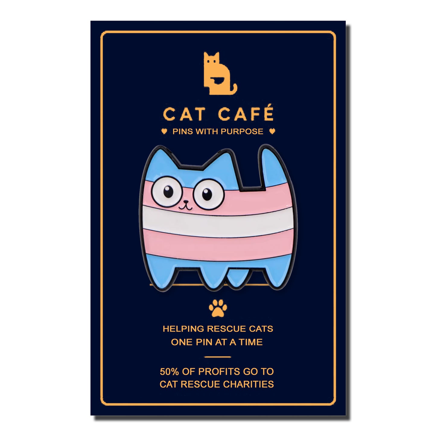 Trans Flag Cat Pin Badge