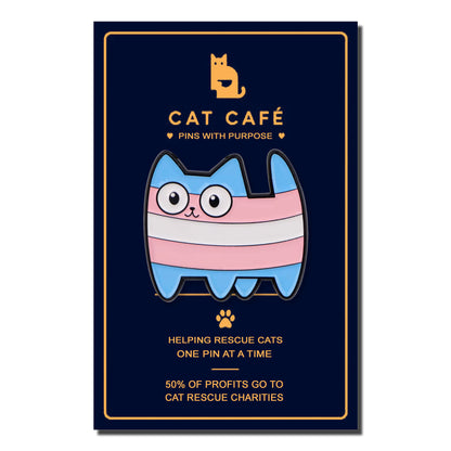 Trans Flag Cat Pin Badge