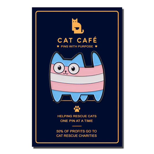 Trans Flag Cat Pin Badge