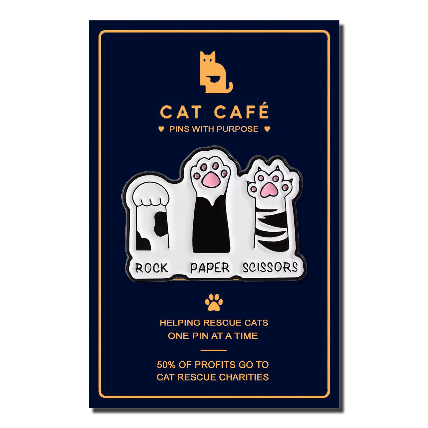 Rock, Paper, Scissors Cat Pin Badge