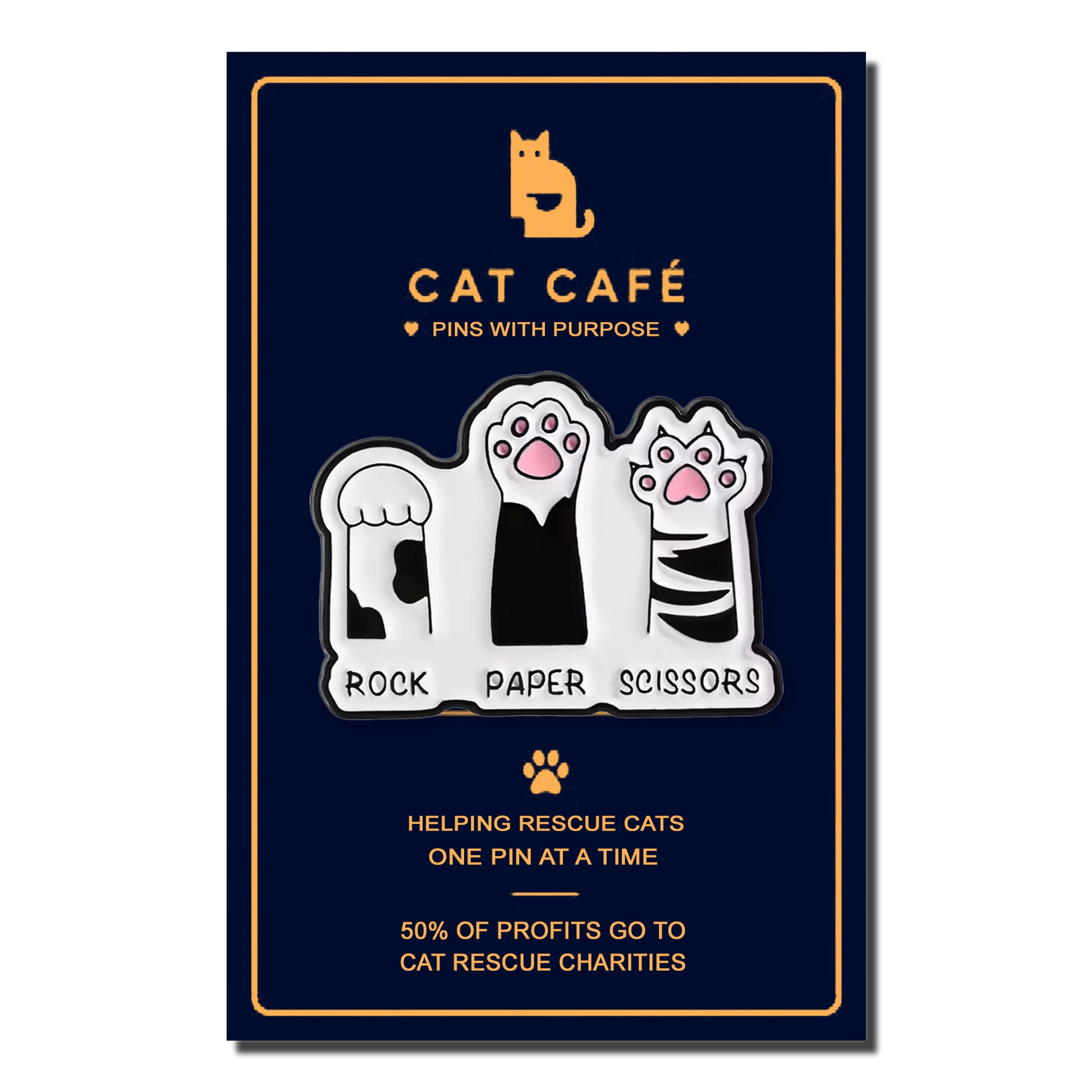 Rock, Paper, Scissors Cat Pin Badge