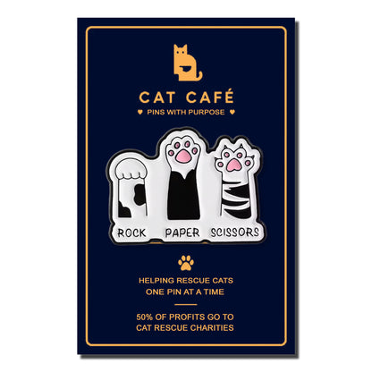 Rock, Paper, Scissors Cat Pin Badge