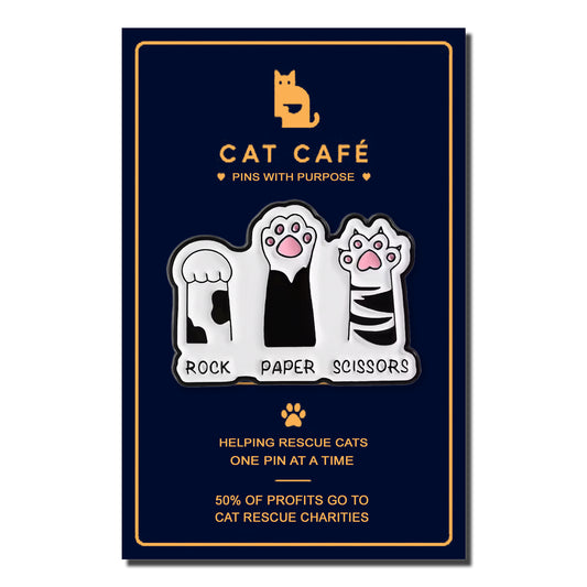 Rock, Paper, Scissors Cat Pin Badge