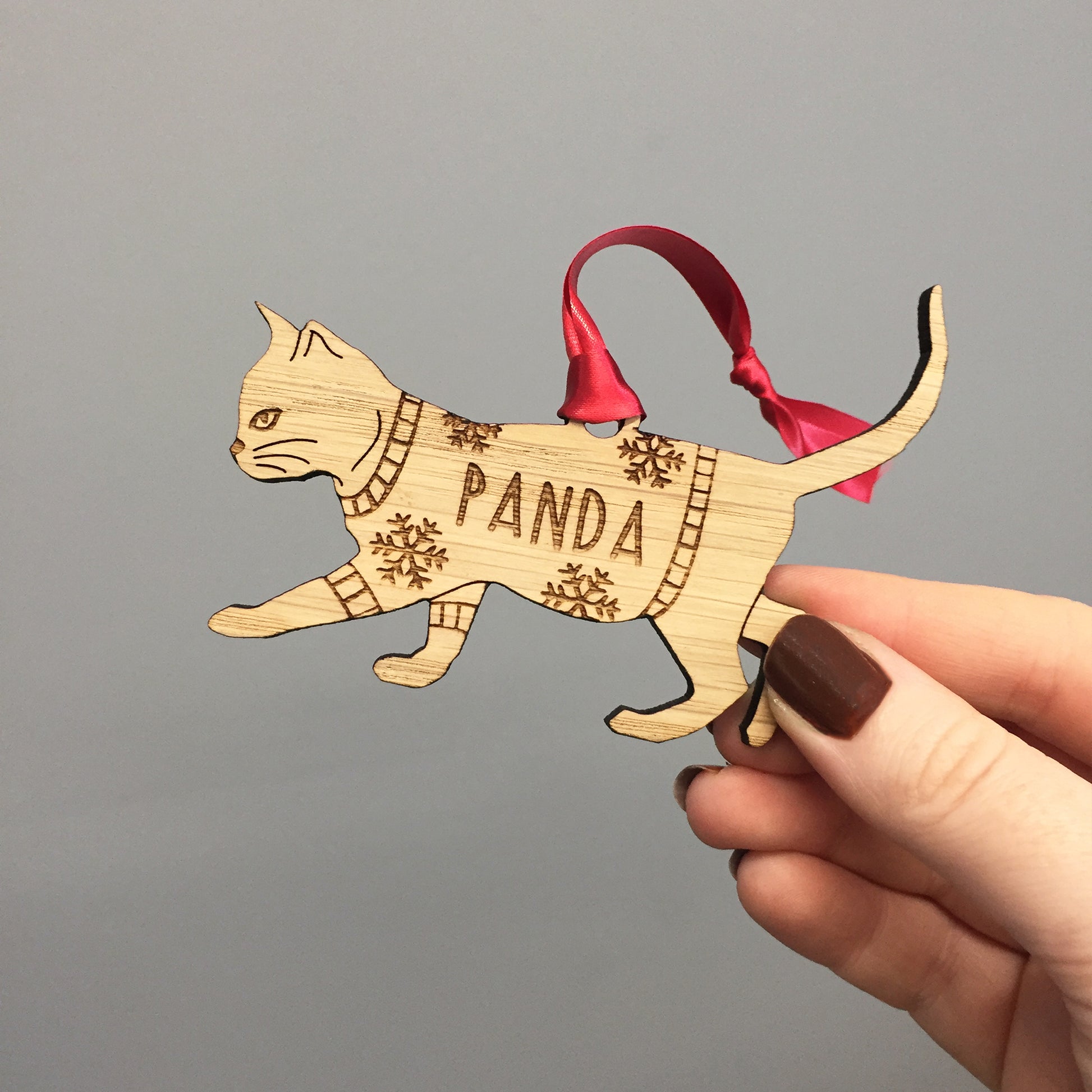 Personalised Domestic Short Hair 3 Cat Christmas Jumper Tree Decoration Bauble