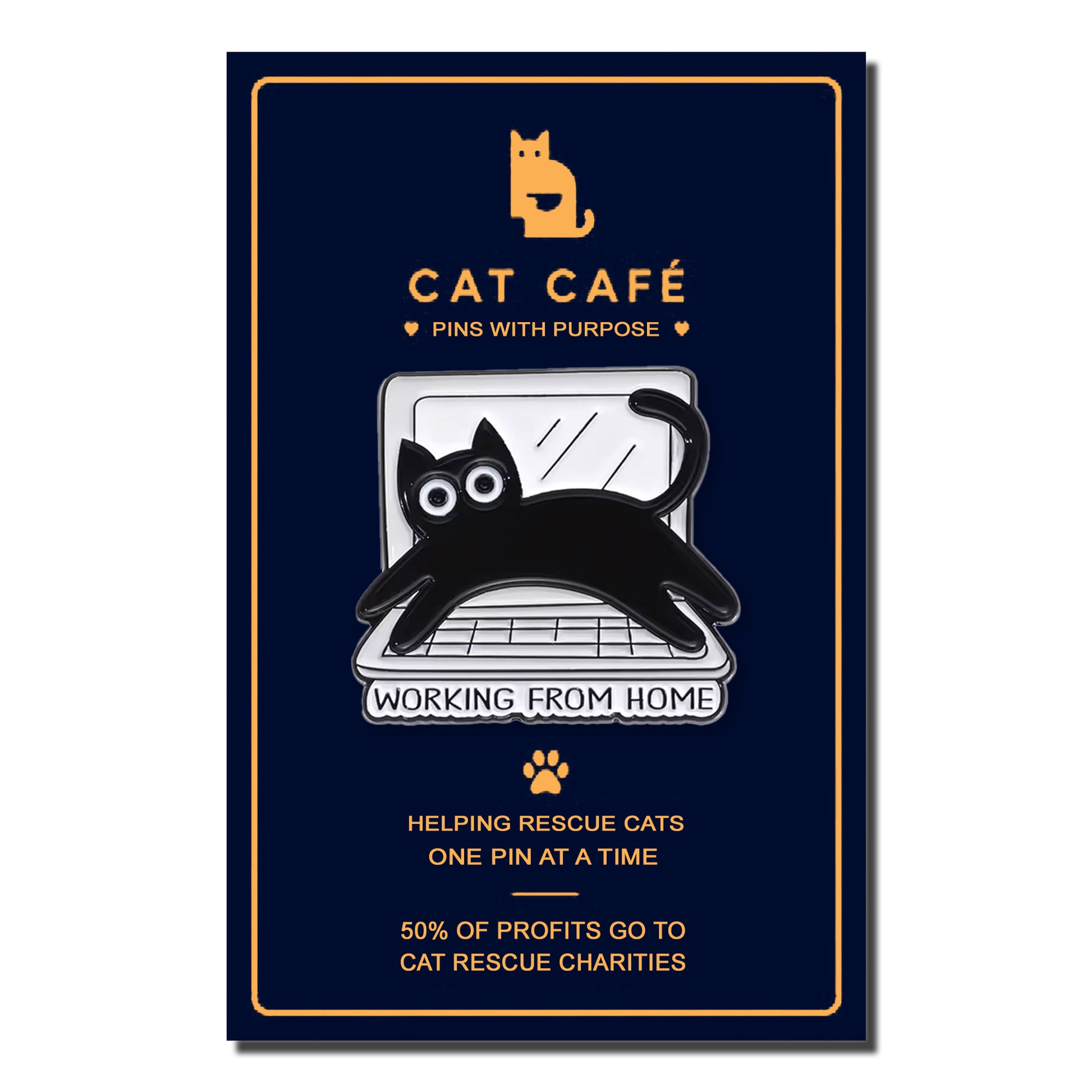 Working From Home Cat Pin Badge