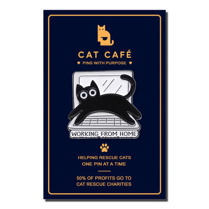 Working From Home Cat Pin Badge