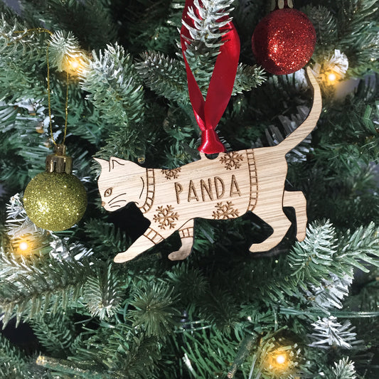 Personalised Domestic Short Hair 3 Cat Christmas Jumper Tree Decoration Bauble
