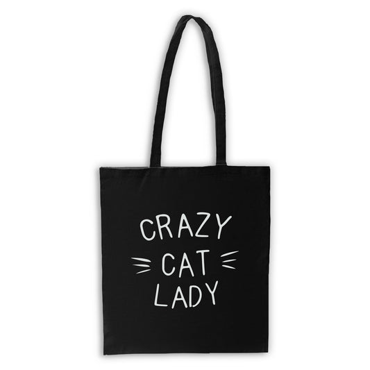 Crazy Cat Lady - Black Tote Bag
