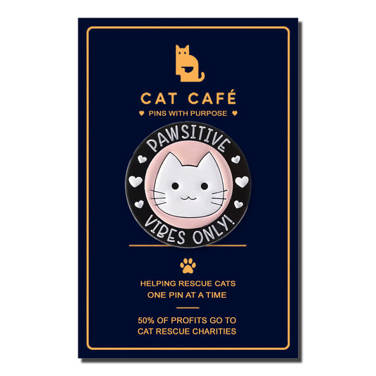 Positive Vibes Only Cat Pin Badge