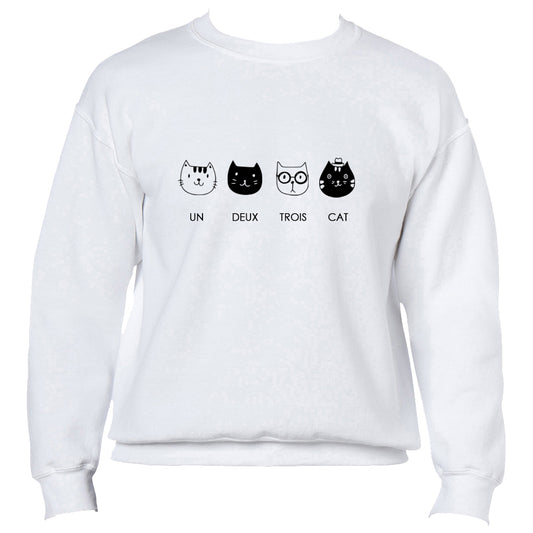 Un Deux Trois Cat Jumper - Unisex - White