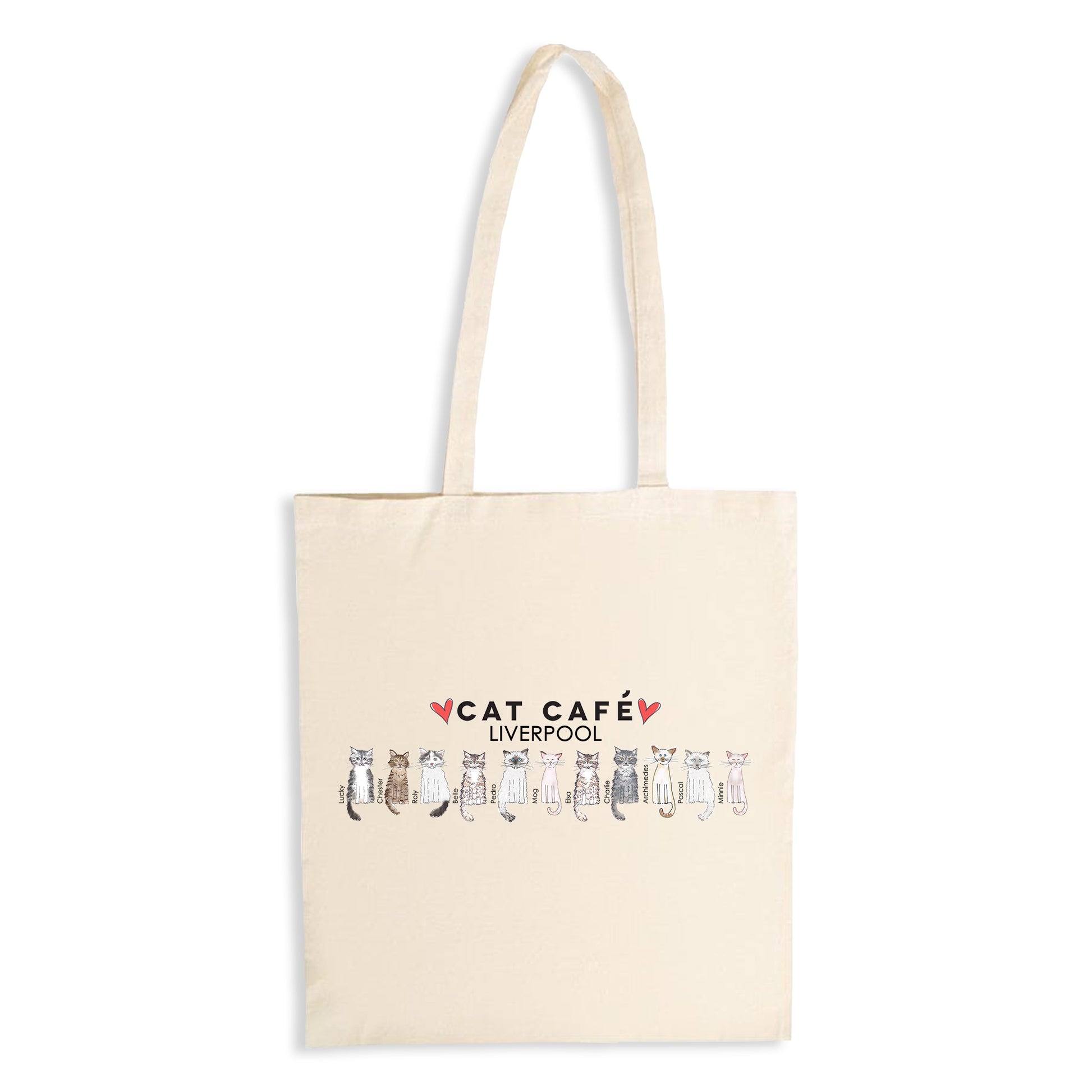 Cat Cafe Liverpool Family Doodle Natural Tote Bag