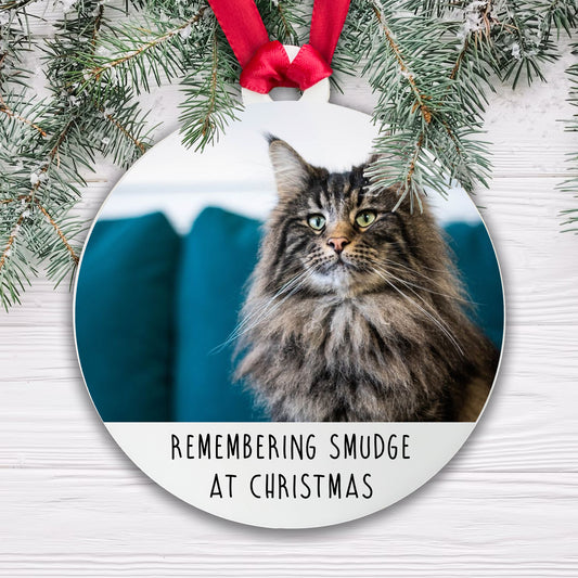 Personalised Pet Memorial Bauble - Remembering Cat at Christmas