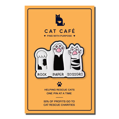 Rock, Paper, Scissors Cat Pin Badge