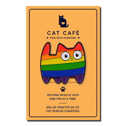 Rainbow LGBTQI+ Pride Cat Pin Badge