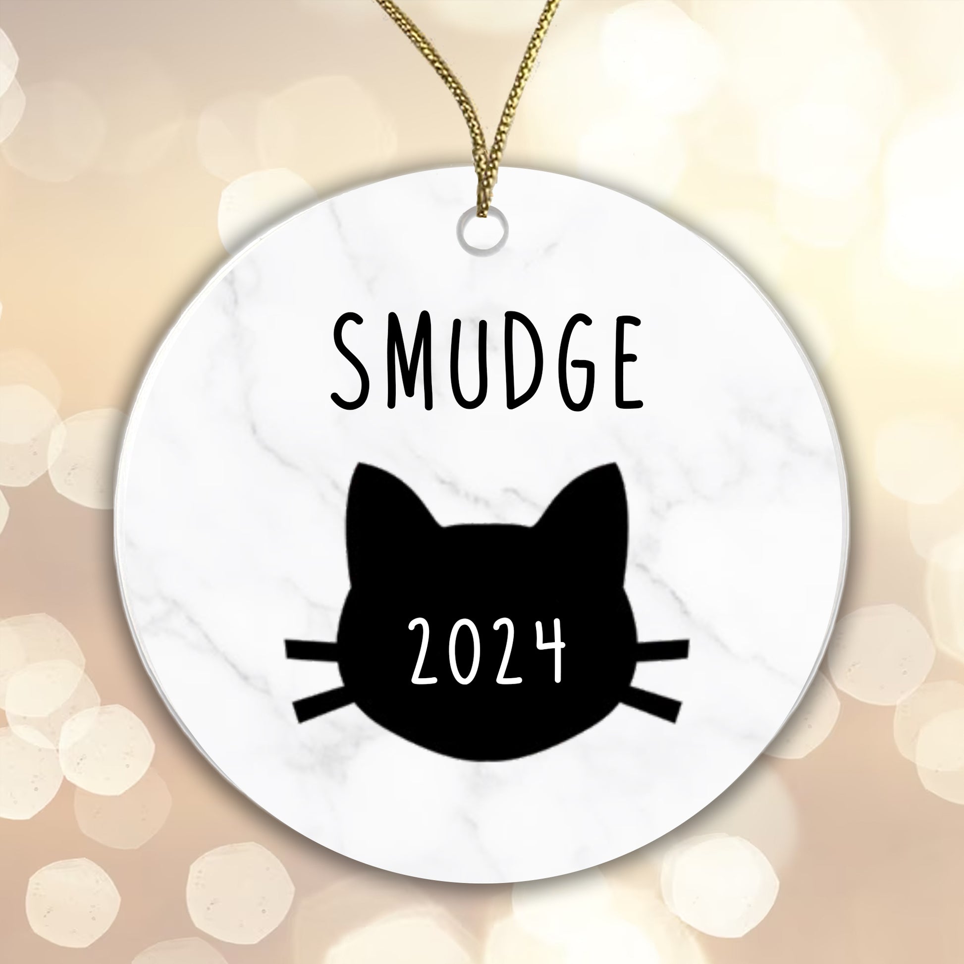 Personalised Ceramic Cat Bauble - Add any name and year!