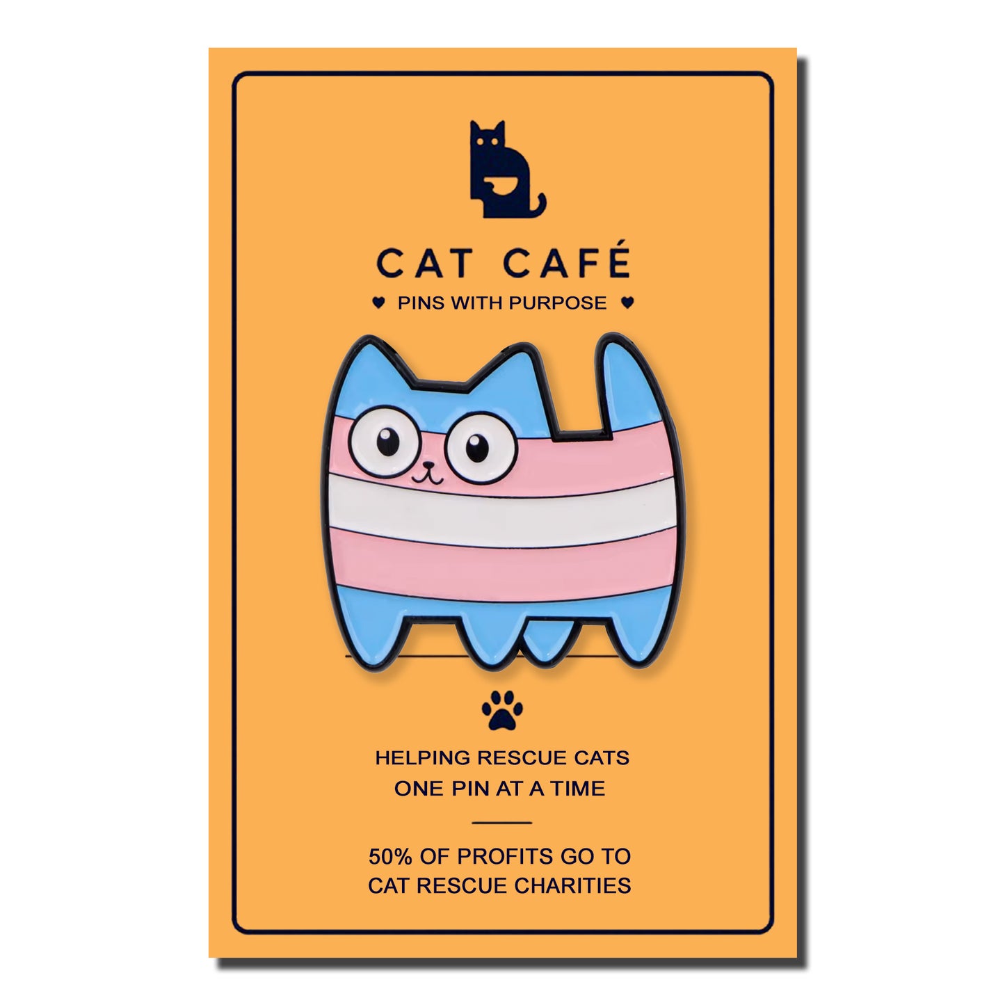 Trans Flag Cat Pin Badge