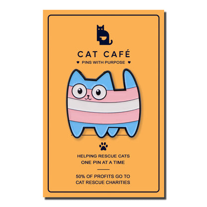 Trans Flag Cat Pin Badge