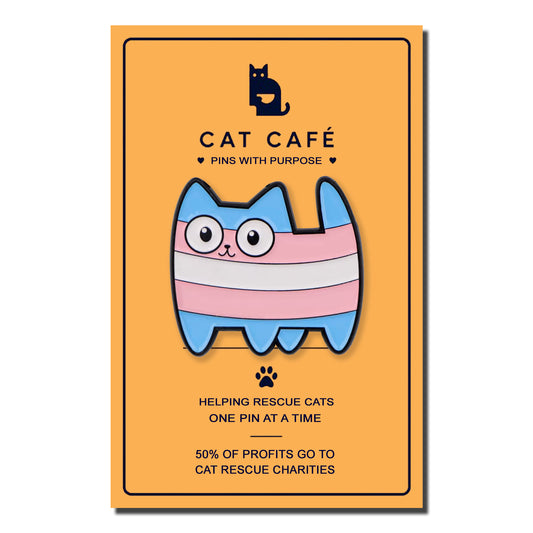 Trans Flag Cat Pin Badge