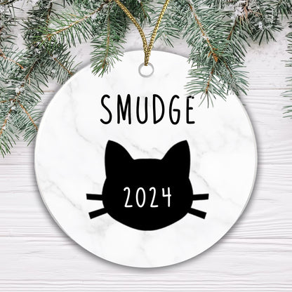 Personalised Ceramic Cat Bauble - Add any name and year!
