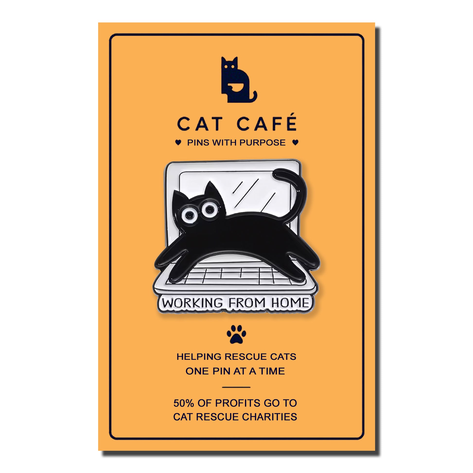 Working From Home Cat Pin Badge