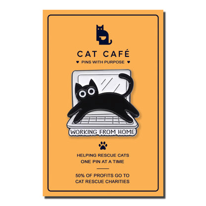 Working From Home Cat Pin Badge