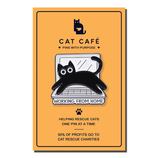 Working From Home Cat Pin Badge
