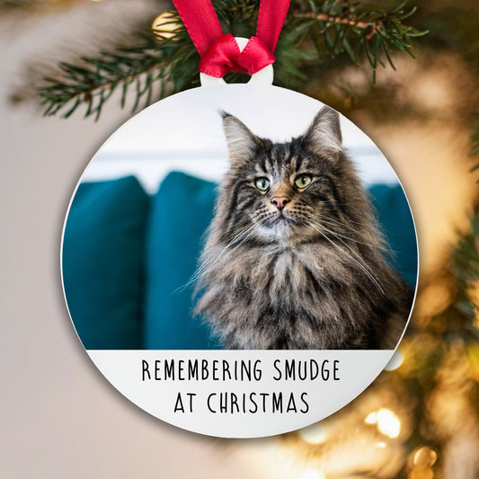 Personalised Pet Memorial Bauble - Remembering Cat at Christmas