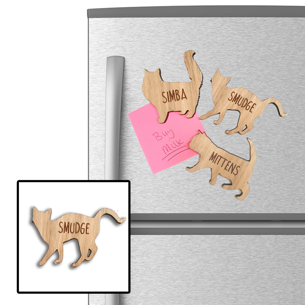 Wooden Cat Fridge Magnet