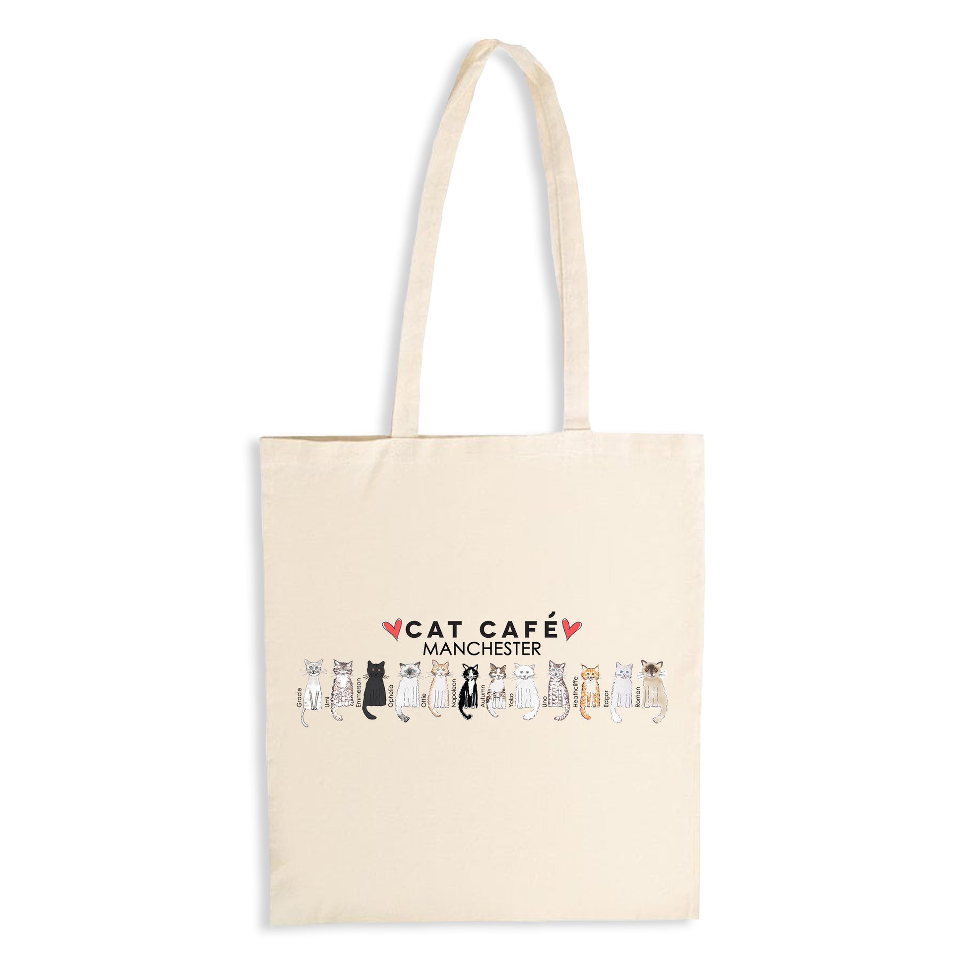Cat Cafe Manchester Family Doodle Natural Tote Bag