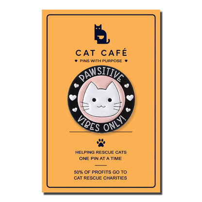 Positive Vibes Only Cat Pin Badge