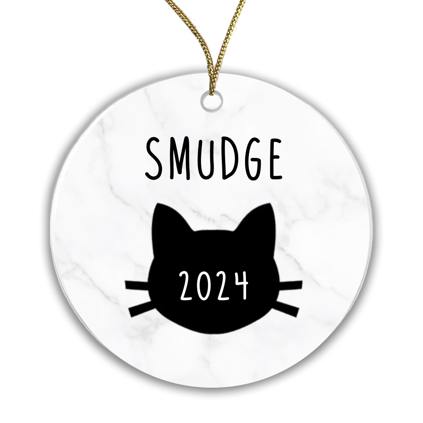 Personalised Ceramic Cat Bauble - Add any name and year!